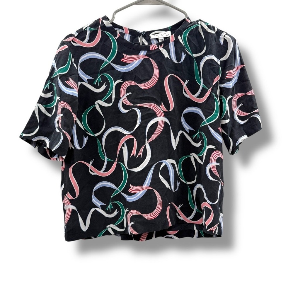 Equipment Brynn Tira Ribbon Silk Top Women's XS Black Work Office Blouse